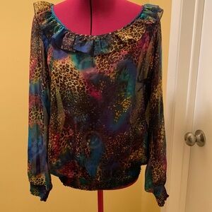 Madison Paige Blouse ballon sleeves and shoulder ties with ruffled neckline 🔴